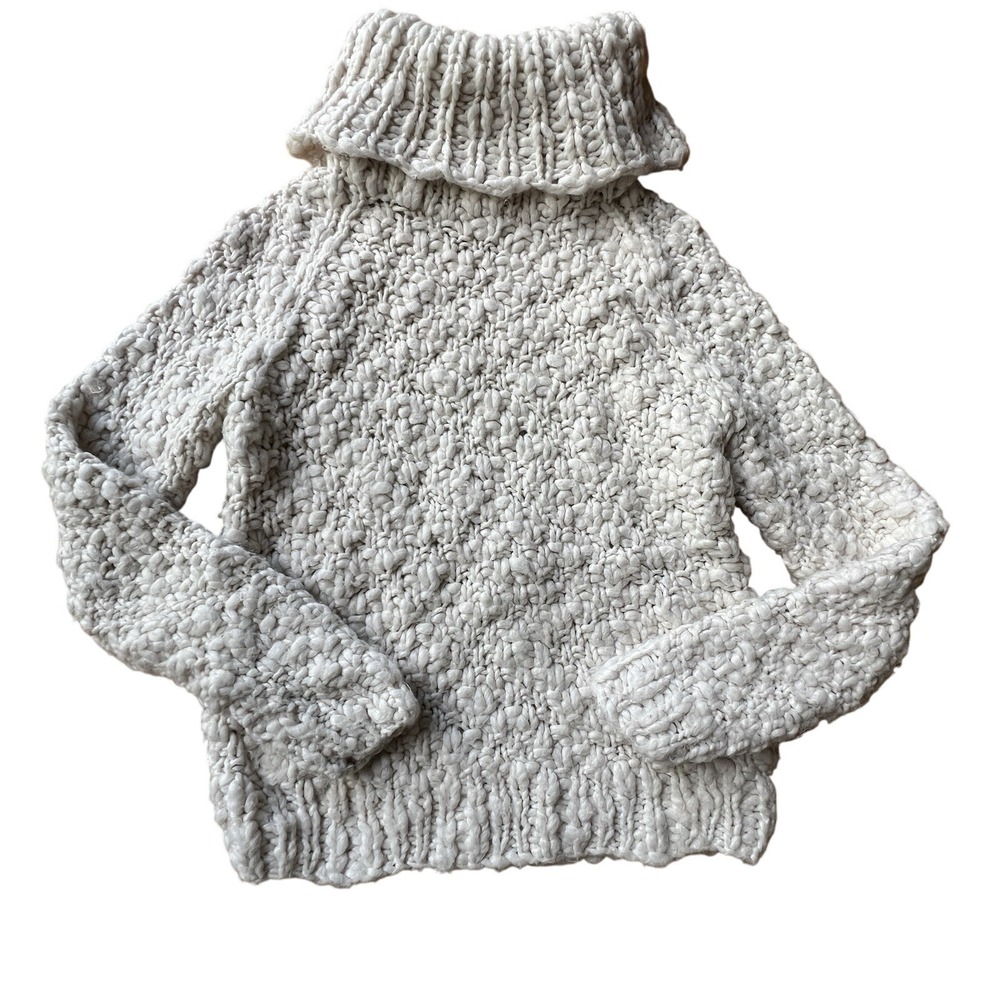 Vivienne Tam Vintage Y2K Chunky Knit Turtleneck Sweater White Wool Blend Sz Sm